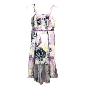 Speechless Girls High Low Fit Flare Satin Dress Lavender Floral Special Occasion